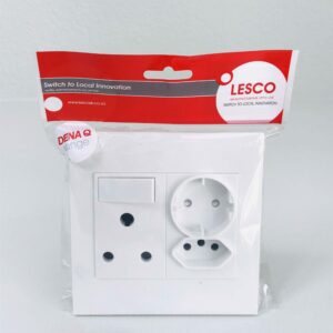 Lesco DenaQ 1xSA 1xEuro , 1xSchuko 4x4 White