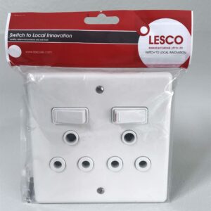 Lesco Metal face double socket 4x4 White enamel